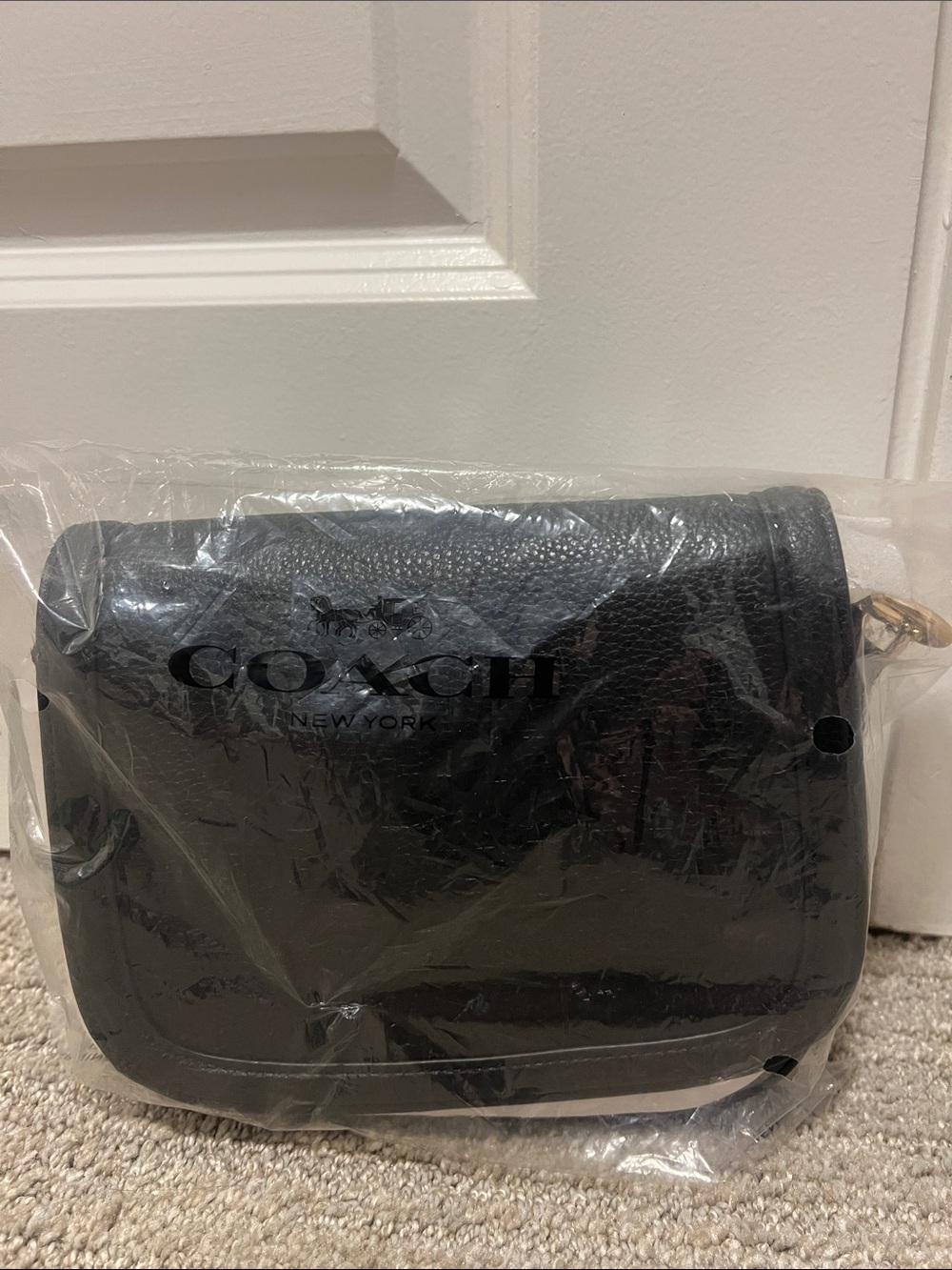 Coach Black Pebbled Leather Embossed Crossbody Bag
